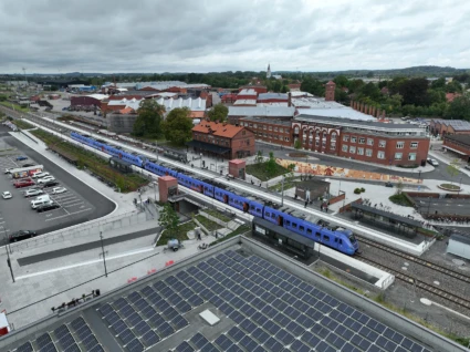 Stationsområdet i Svedala ovanifrån september 2025. FOTO: Johan Palmgren