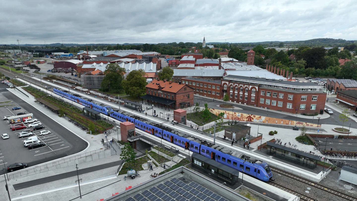 Stationsområdet i Svedala ovanifrån september 2025. FOTO: Johan Palmgren