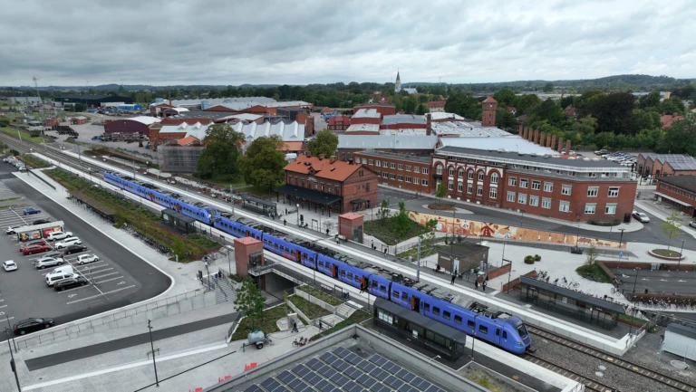Stationsområdet i Svedala ovanifrån september 2025. FOTO: Johan Palmgren
